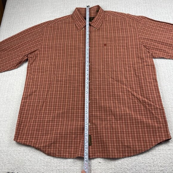 Timberland Men's 2XL Button Down Long Sleeve Orange Gingham Plaid Shirt Vintage - Picture 12 of 16